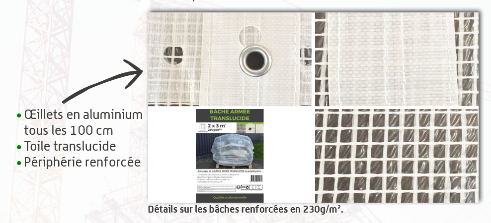 Bâches renforcées translucides